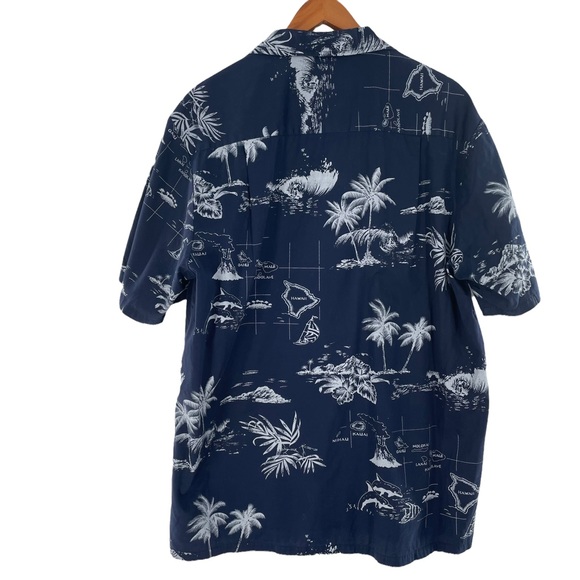 High Surf 100% Cotton Short Sleeve Button Down Hawaiian Shirt in Blue & White XL - Picture 3 of 9